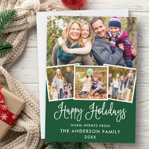 Moderne Fun Calligraphie 4 Foto Grün Feiertagskarte