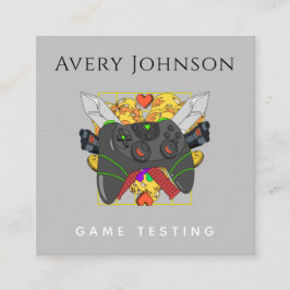 Moderne Fun Game Testing Gamer Trendy Graphics Coo Quadratische Visitenkarte