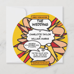 Moderne Fun Geometric Comic Hochzeit Einladung