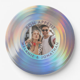 Moderne Fun Holographic Bon Appetit Custom Wedding Pappteller
