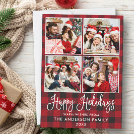 Moderne Fun Kalligraphie Kariert 4 Fotos Feiertagskarte