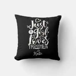 Moderne Fun Triathlete Girl Schwarz-Weiß-Script Kissen