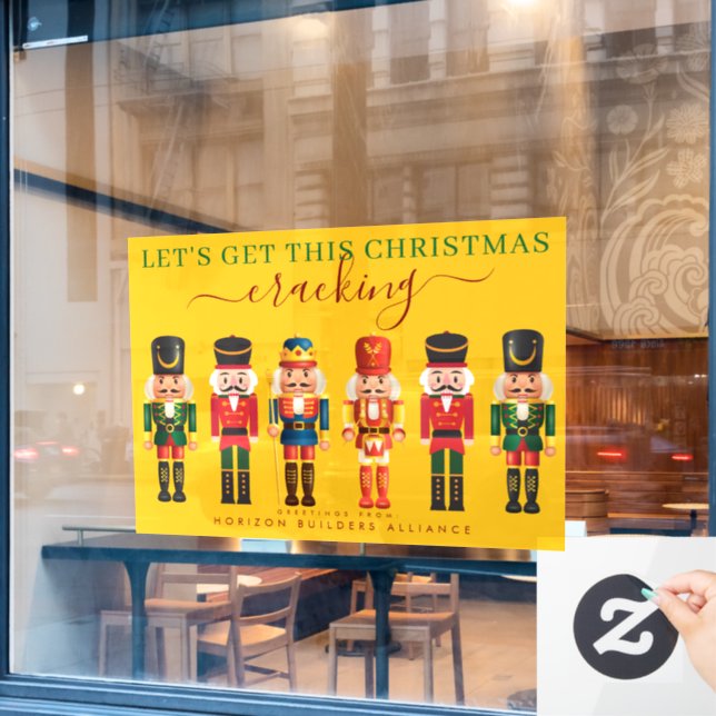 Moderne Fun Yellow Nutcracker Business Window Deca Fensteraufkleber (Café-Fenster)