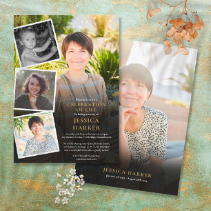 Moderne Funeral-Foto-Collage - Feier des Lebens Einladung