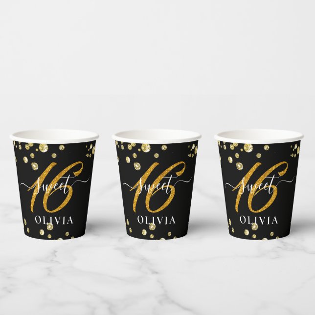 Moderne Funkelnd Sweet 16 Paper Cups Pappbecher (Multi)