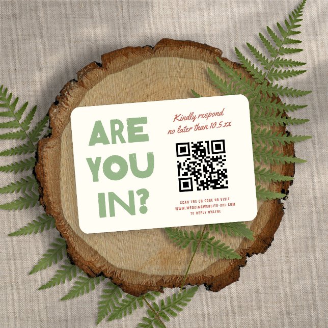 Moderne funky Erde Farbtöne QR-Code Hochzeit RSVP Karte (Von Creator hochgeladen)