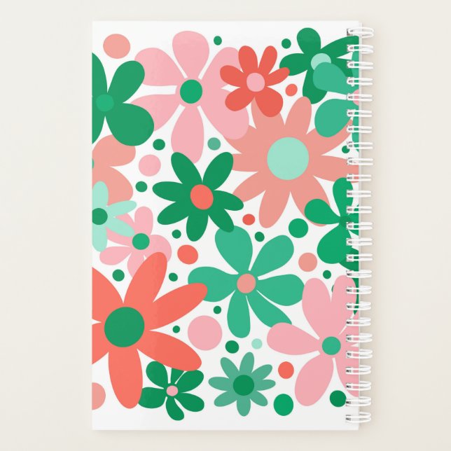 Moderne, funky, vert, rose, fleurs de corail. (Dos)