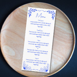 Moderne Funky Whimsical Blue Hand Draw Bow Menükarte