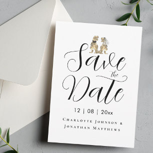Moderne Funny Dinosaur Hochzeit Save The Date