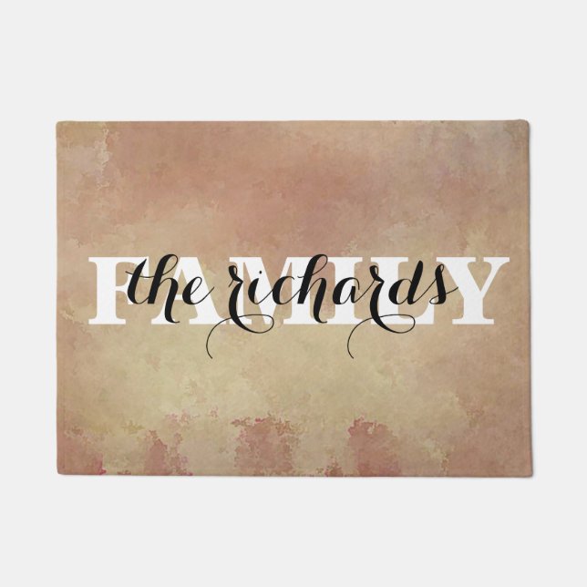 Moderne Funny Family Monogram Fußmatte (Vorderseite)