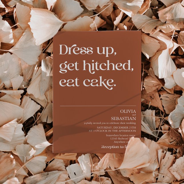 Moderne Funny Minimal Typografie Terracotta Hochze Einladung (Von Creator hochgeladen)