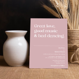 Moderne Funny Minimal Typografy Dusty Rose Wedding Einladung