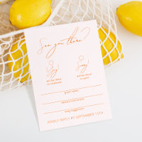 Moderne Funny Orange & Blush Pink RSVP Karte