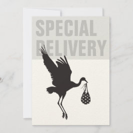 Moderne Funny Stork Neutral Baby Dusche Einladung