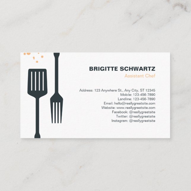 Moderne Gabel- und Spatula-Catering-Visitenkarte Visitenkarte (Rückseite)