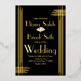 Moderne gabsty Art Deco Gold Wedding Folieneinladung