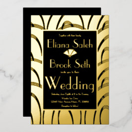 Moderne gabsty Gemustert Gold Wedding Folieneinladung