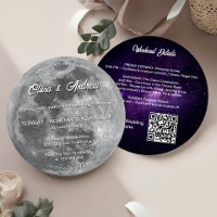 Moderne Galaxie QR Code Vollmond Hochzeit