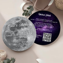Moderne Galaxie QR Code Vollmond Hochzeit