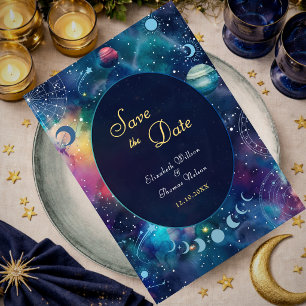 Moderne Galaxie Weltraum Mondphasen himmlische Hoc Save The Date