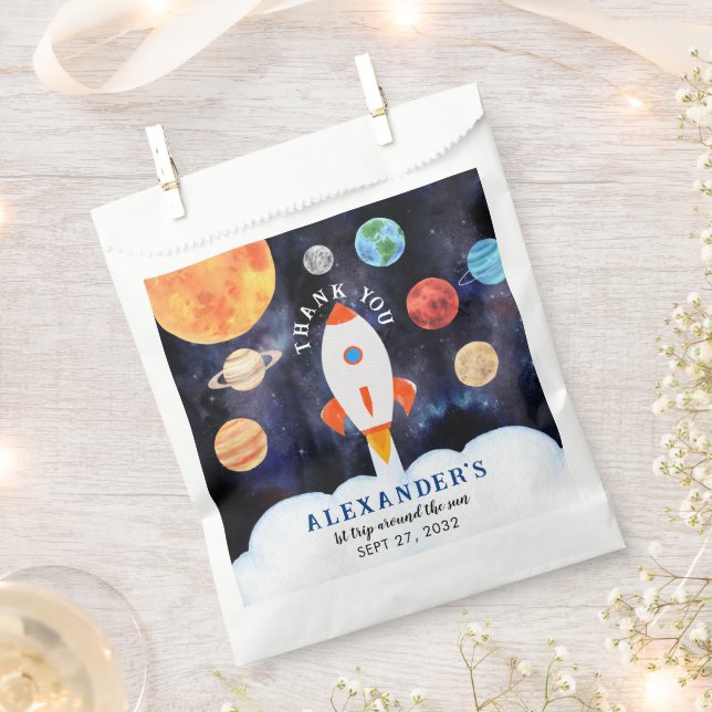 Moderne Galaxy Planets Space Rocket Vielen Dank Geschenktütchen (Ausgeschnitten)