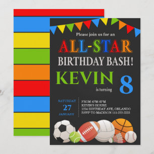 Moderne Garçons Sports Invitation Anniversaire