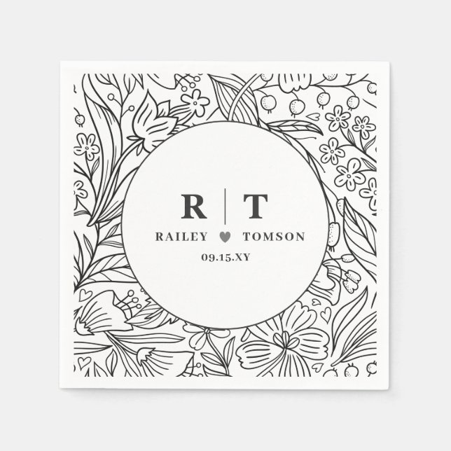 Moderne Gartenblume Elegante Engagement Party Serviette (Vorderseite)