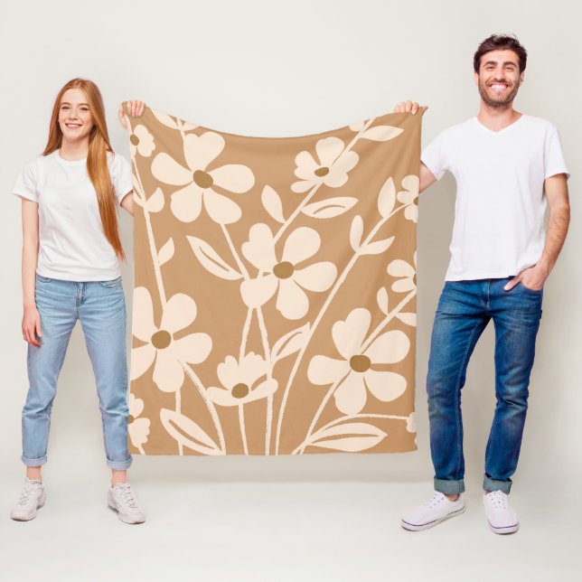 Moderne Gartensilhouette mit Blumen  Fleecedecke (Beispiel)