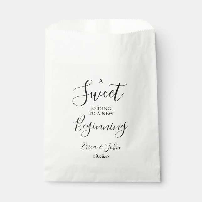 Moderne Gastgeschenk Hochzeit Bag Sweet Ending Geschenktütchen (Vorderseite)