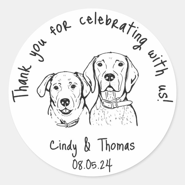 Moderne Gastgeschenk Hochzeit nach Maß Runder Aufkleber (Vorderseite)