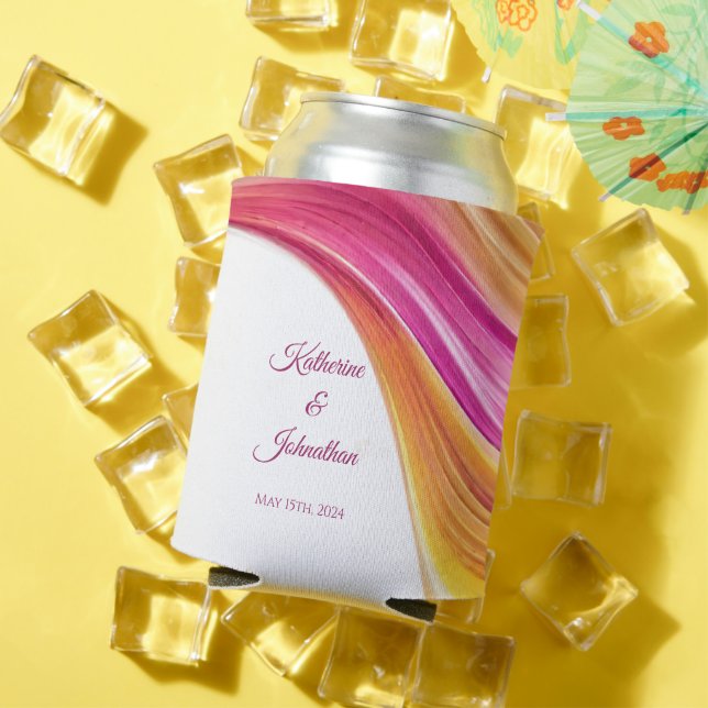 Moderne Gastgeschenke Hochzeiten rosa Gelb- Dosenkühler (In Situ Sommer)