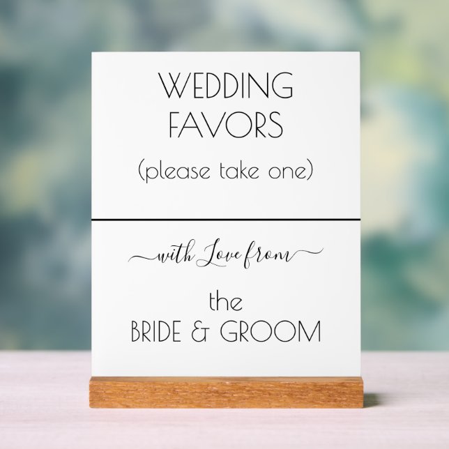 Moderne Gastgeschenke Hochzeiten Weißschwarze Typo Acrylschild (Neutral)