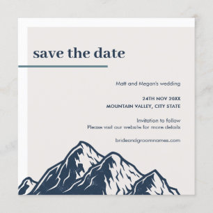 Moderne Gebirgslandschaft Save the Date Einladung