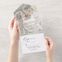 Moderne Geblüht Kalligrafie Weißes Foto Hochzeit