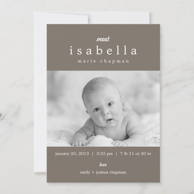 MODERNE Geburtsankündigungen Ankündigung (Vorderseite)