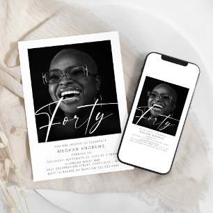 Moderne Geburtstagseinladung zum Vierzigsten mit F Einladung