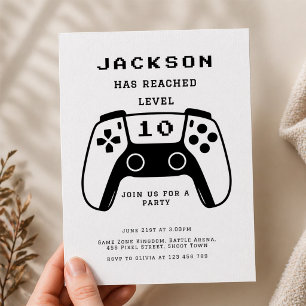 Moderne Geburtstagsfeier für Gamer-Boys Einladung