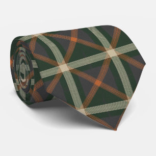 Moderne gedämpfte Waldgrün- und Holzkohle-Tartan Krawatte