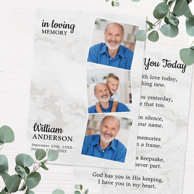 Moderne Gedenkkarte 3 Foto Beerdigung (Von Creator hochgeladen)