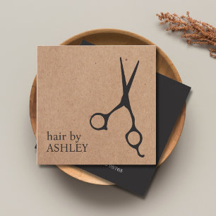 Moderne gedruckte Kraft schwarze Schere Hairstylis Quadratische Visitenkarte
