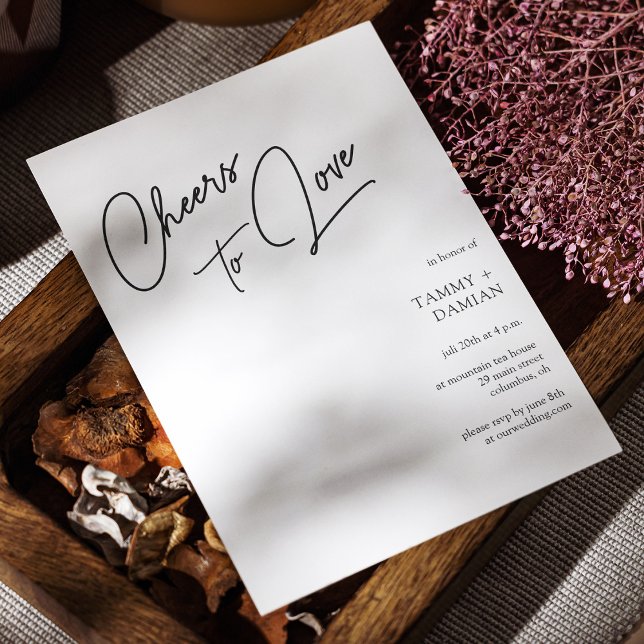 Moderne Gefallen an der Liebe Script Hochzeitseinl Einladung (Modern Cheers to Love Script Wedding Invitation)