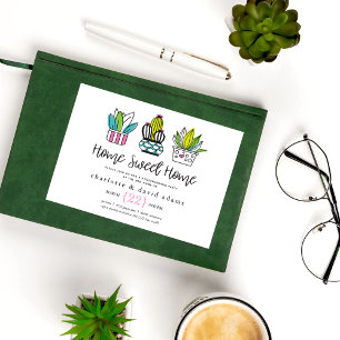 Moderne gegossene Pflanze Hauswärmung Postkarte