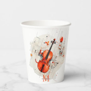 Moderne Geigenmusik-Recital Monogramm Namensgesche Pappbecher