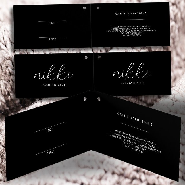 Moderne geklappte Black Clothing Price Hang Tag (Von Creator hochgeladen)