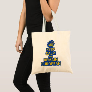 Moderne Gelb Blau Keep Calm Krone Europa Vektor Tragetasche