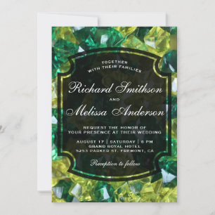 Moderne gelb-grüne Edelsteine Hochzeitseinladung Einladung