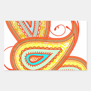 Moderne Gelb Orange Aqua Minze Paisley Geschenke Rechteckiger Aufkleber
