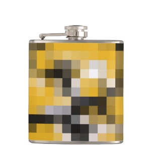 Moderne gelb-schwarze Mosaikstruktur trendy Flachmann