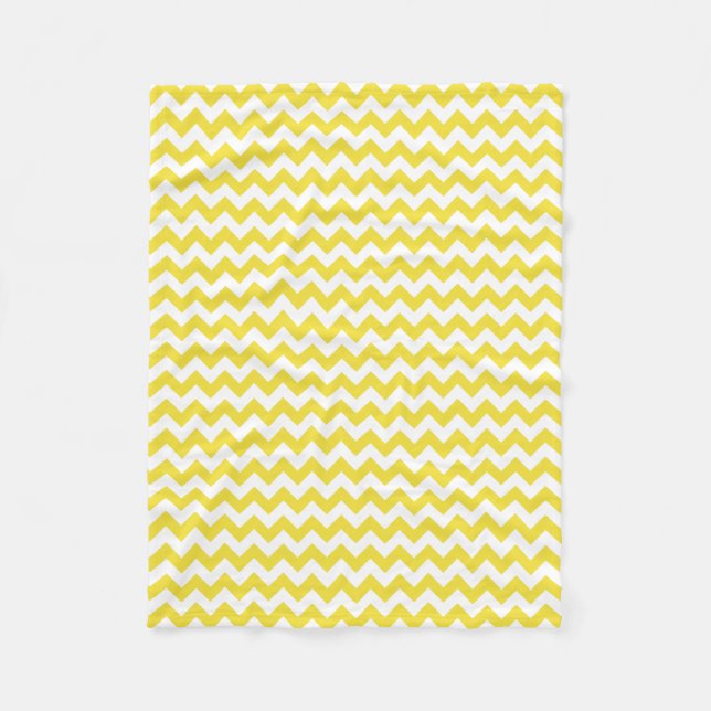 Moderne Gelb und Weiß Zickzack Zigzag Fleecedecke (Vorderseite)