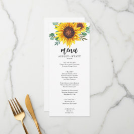 Moderne Gelbblütenhochzeit Menükarte